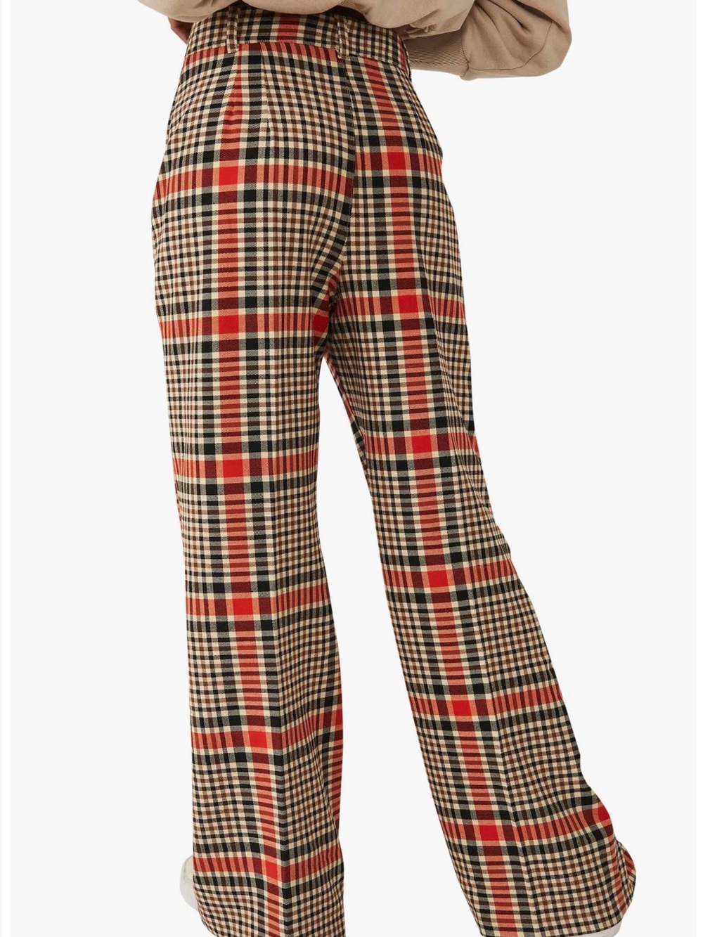 Free People Jules plaid  Wide-Leg Pants in Beige & Red - Picture 3 of 8
